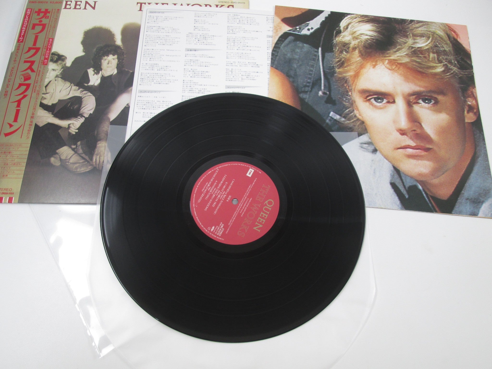 Queen The Works EMI EMS-91076 with OBI Poster Japan LP Vinyl