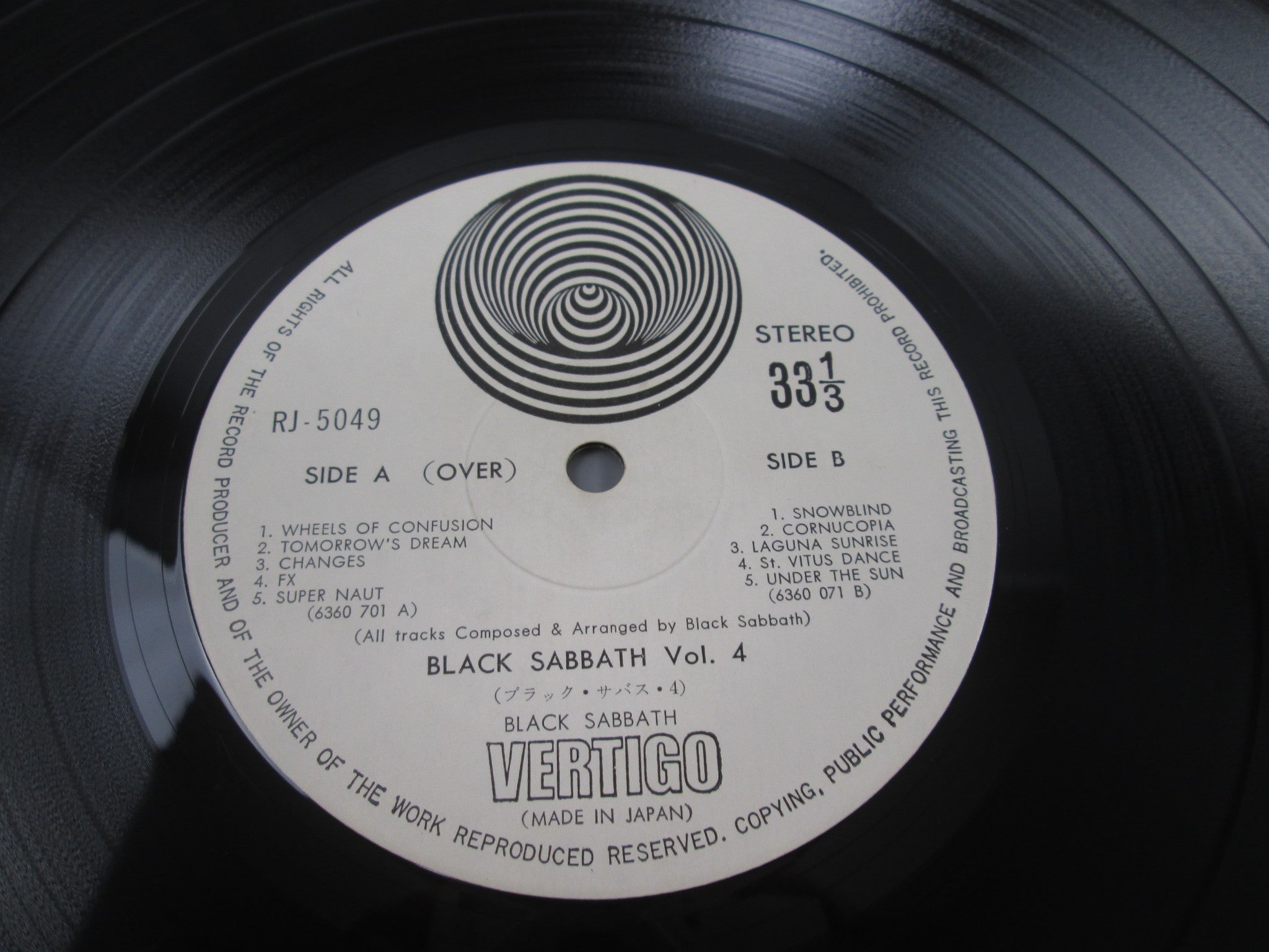 Black Sabbath Vol 4 Vertigo RJ-5049 with OBI Japan LP Vinyl