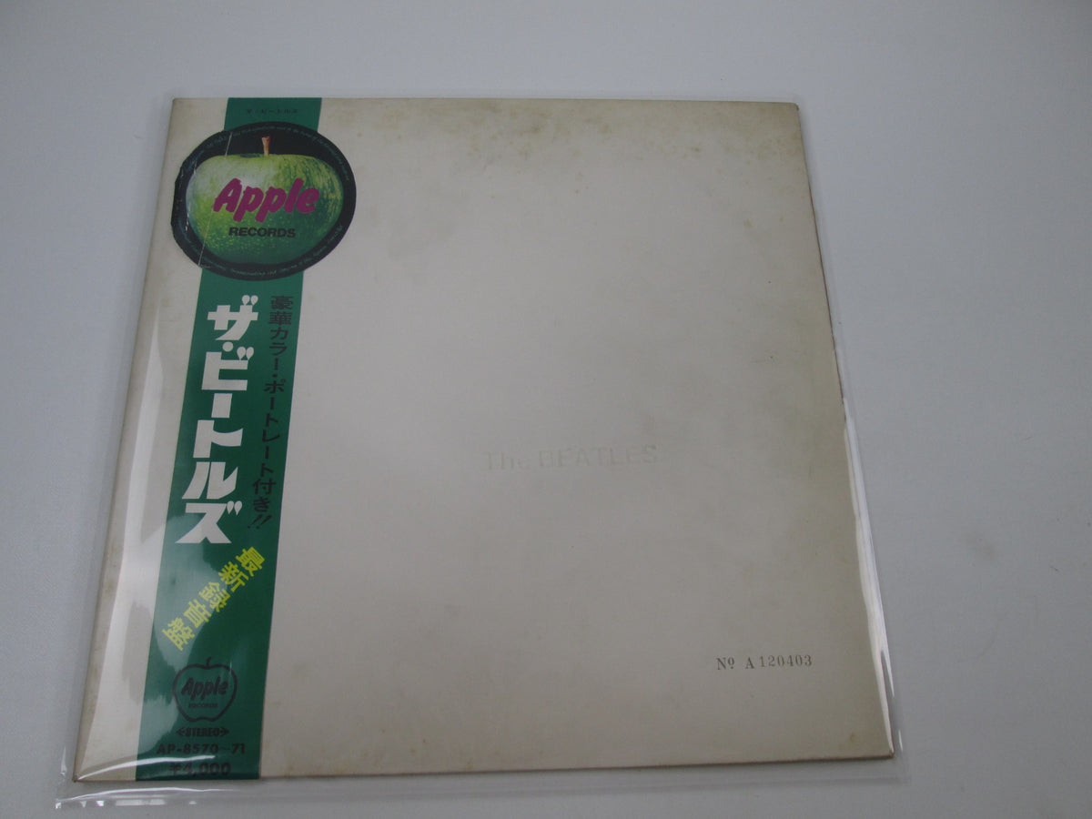 BEATLES WHITE ALBUM AP-8570,1 with Apple OBI Japan LP Vinyl