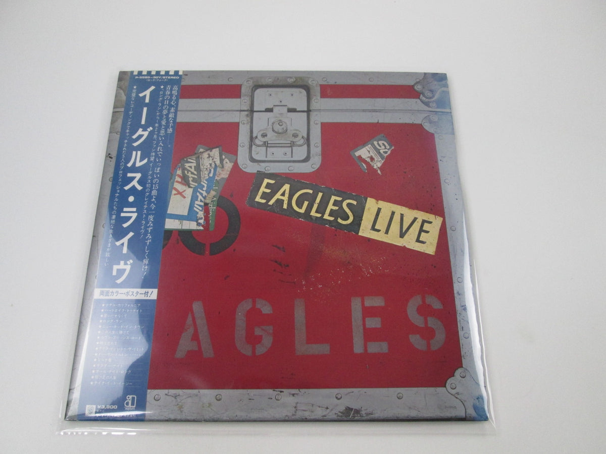 EAGLES LIVE ASYLUM P-5589,90Y with OBI Poster Japan LP Vinyl