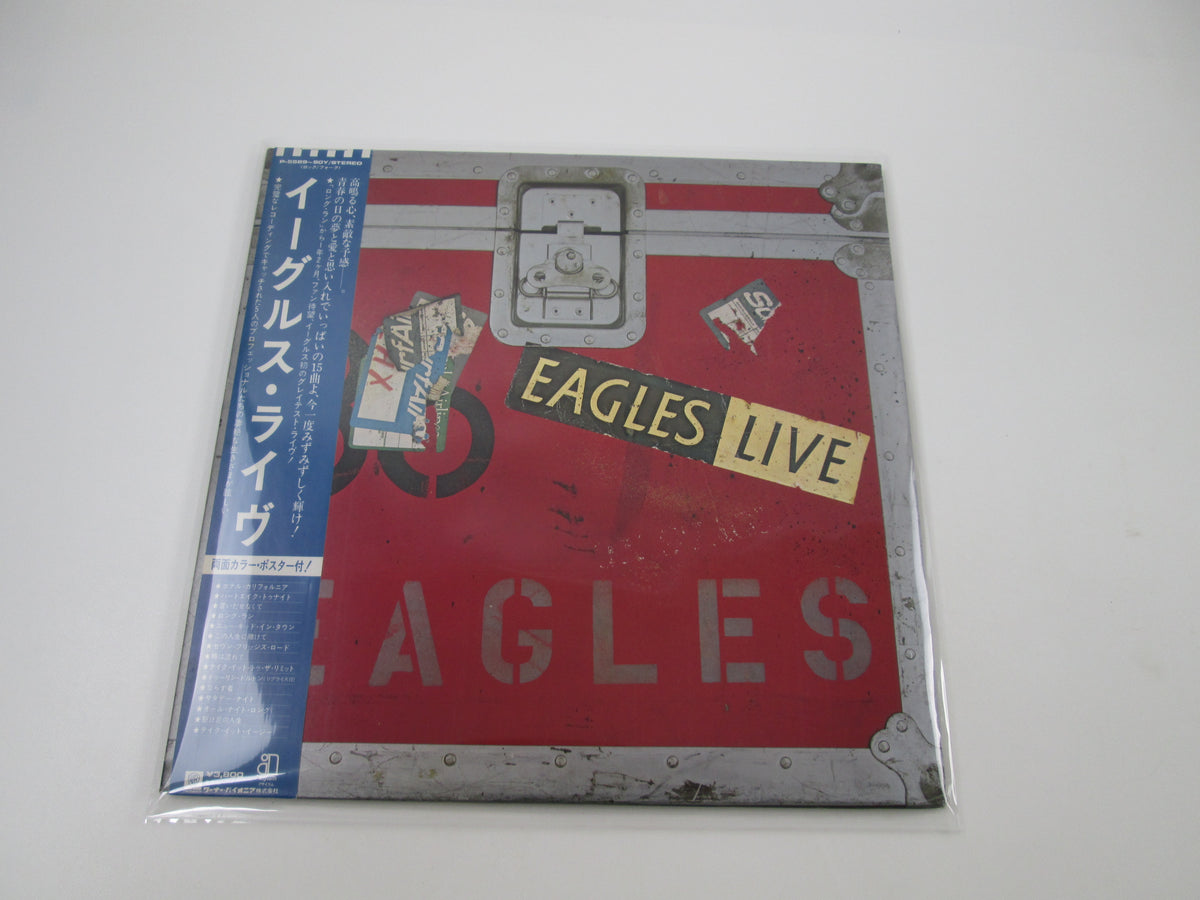 EAGLES LIVE ASYLUM P-5589,90Y with OBI Poster Japan LP Vinyl