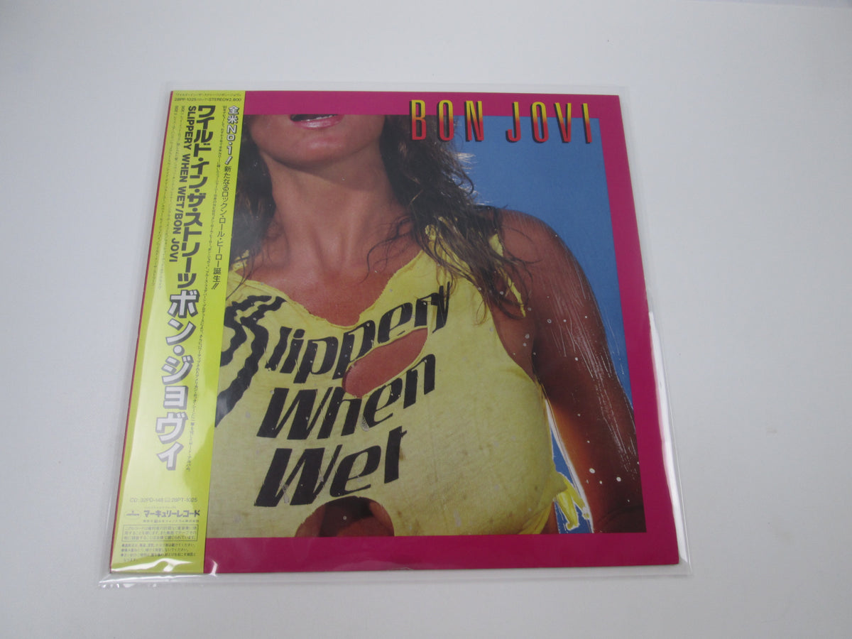 BON JOVI SLIPPERY WHEN WET MERCURY 28PP-1025 with OBI Japan LP Vinyl A