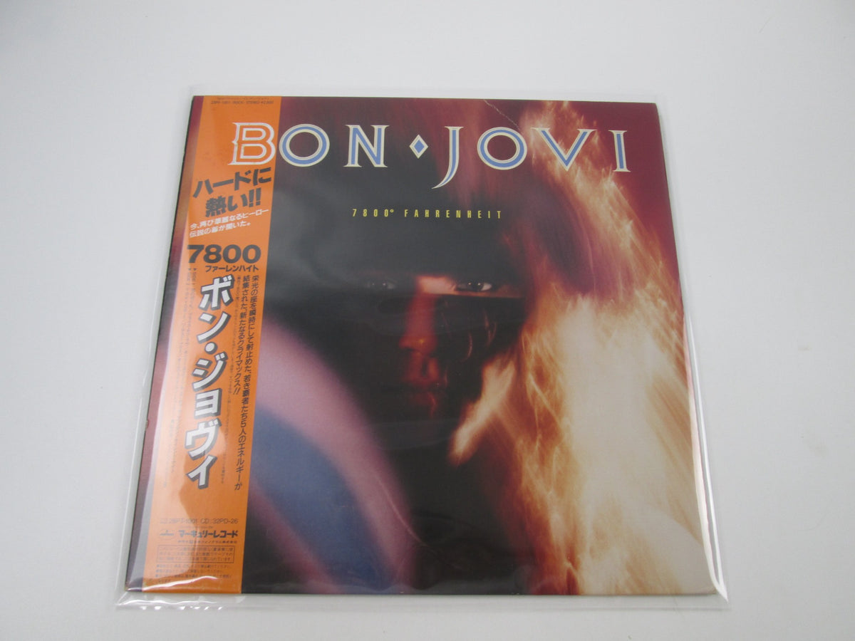 Bon Jovi 7800° Fahrenhe 28PP-1001 with OBI Poster Pinnup Japan LP Vinyl
