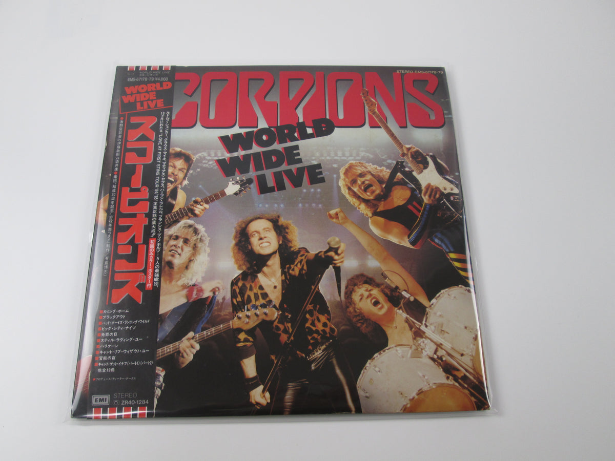 Scorpions World Wide Live EMI EMS-67178~79 with OBI Poster Japan LP Vinyl