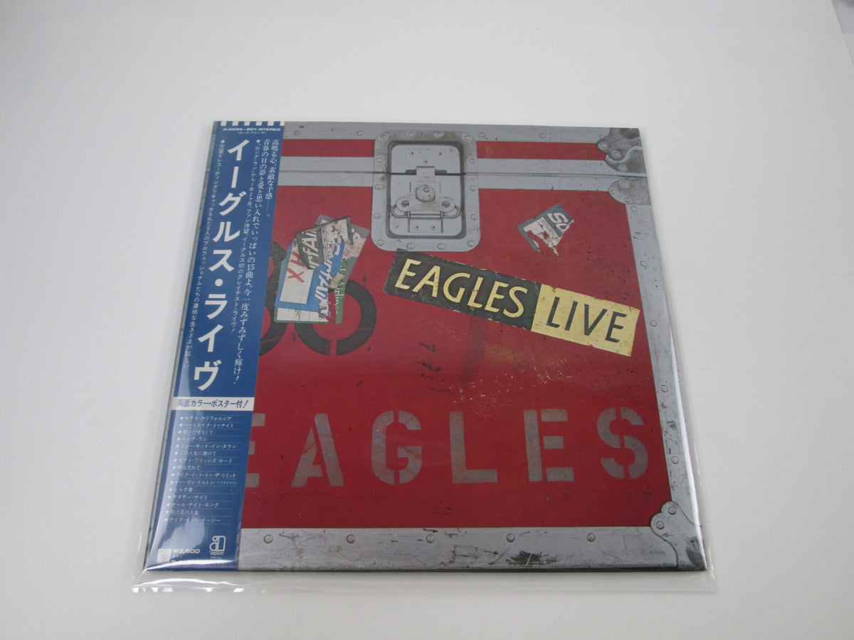 EAGLES LIVE ASYLUM P-5589,90Y with OBI Poster Japan LP Vinyl